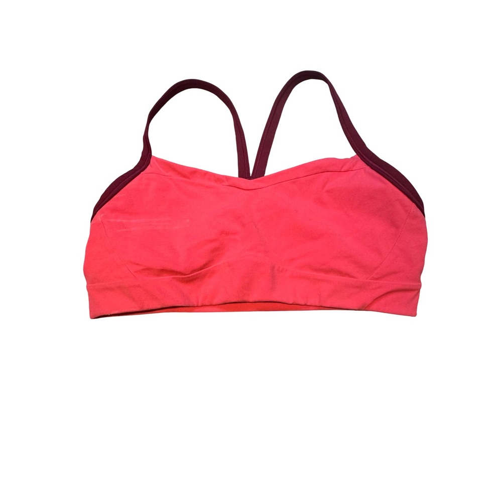 Athleta Womens Strappy Racerback Sports Bra Coral Pink Burgundy 819515 Size S